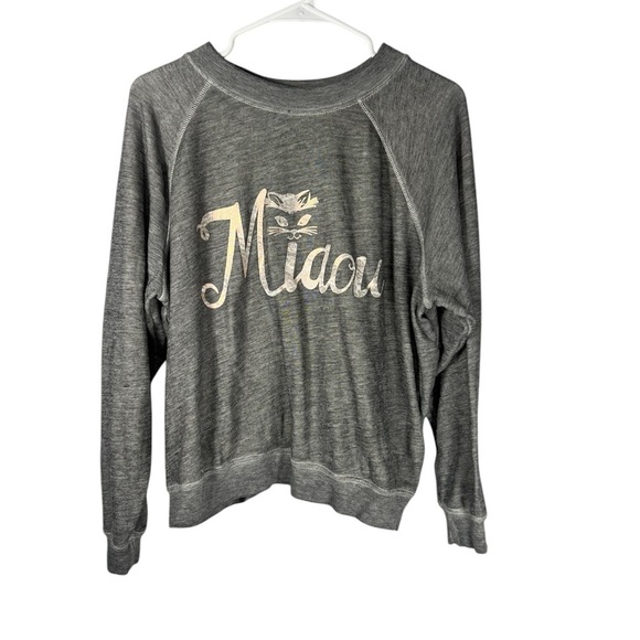 Wildfox Gray Miaou Pullover Cat Sweater Meow Medium - Picture 4 of 8